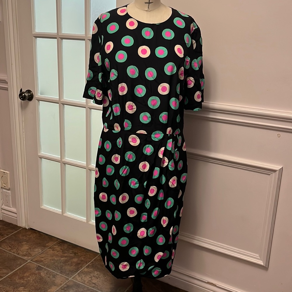 Vintage Louis Féraud coloured polka dot silk dress
